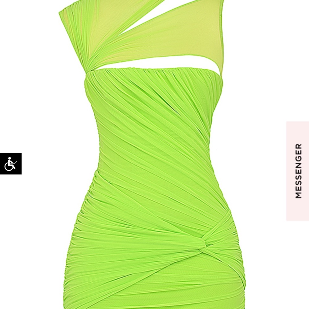 House of CB Adrie neon green gathered mini dress New with tags - Picture 3 of 7